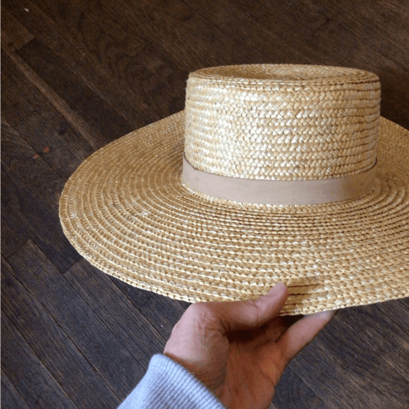 NEW! Rare Wyeth Straw Leather band boater main image 5